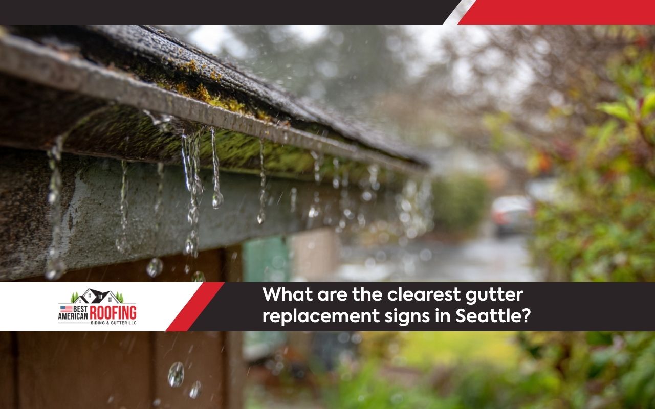 Sagging section showing Signs You Need New Gutters in Seattle after heavy rain